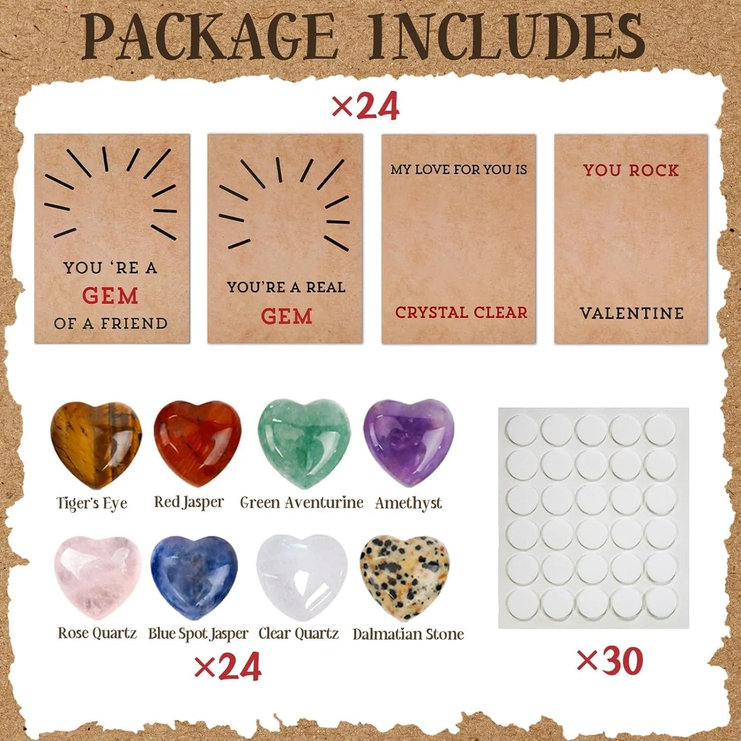 24PCs Valentines Cards with Heart-Shape -Gifts for Kids