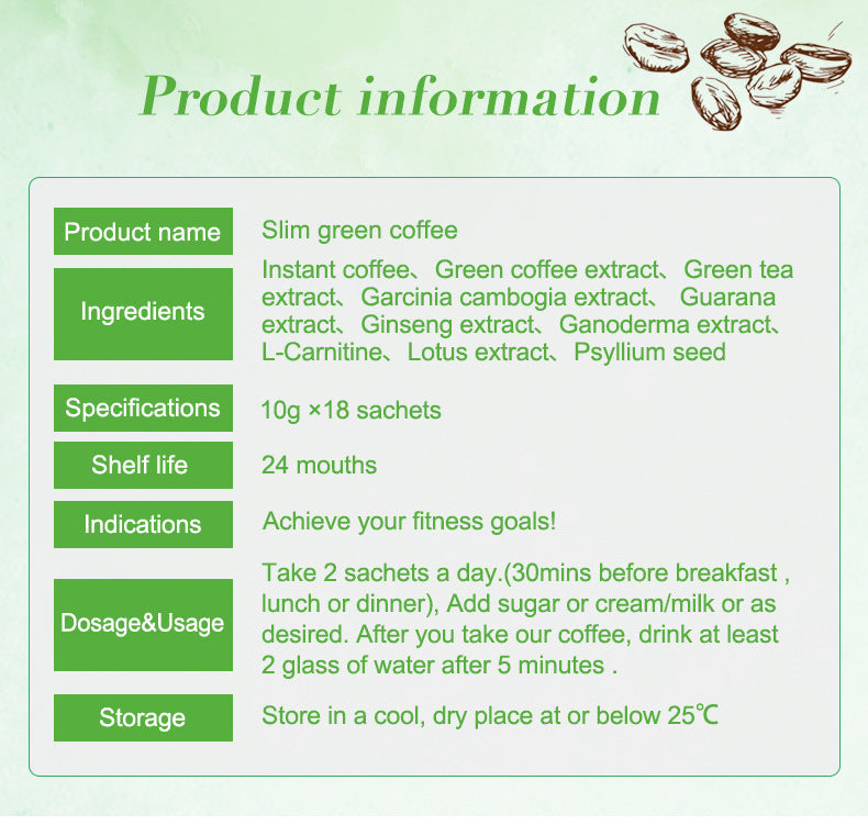 Green Coffee With Ganoderma Instant Coffee