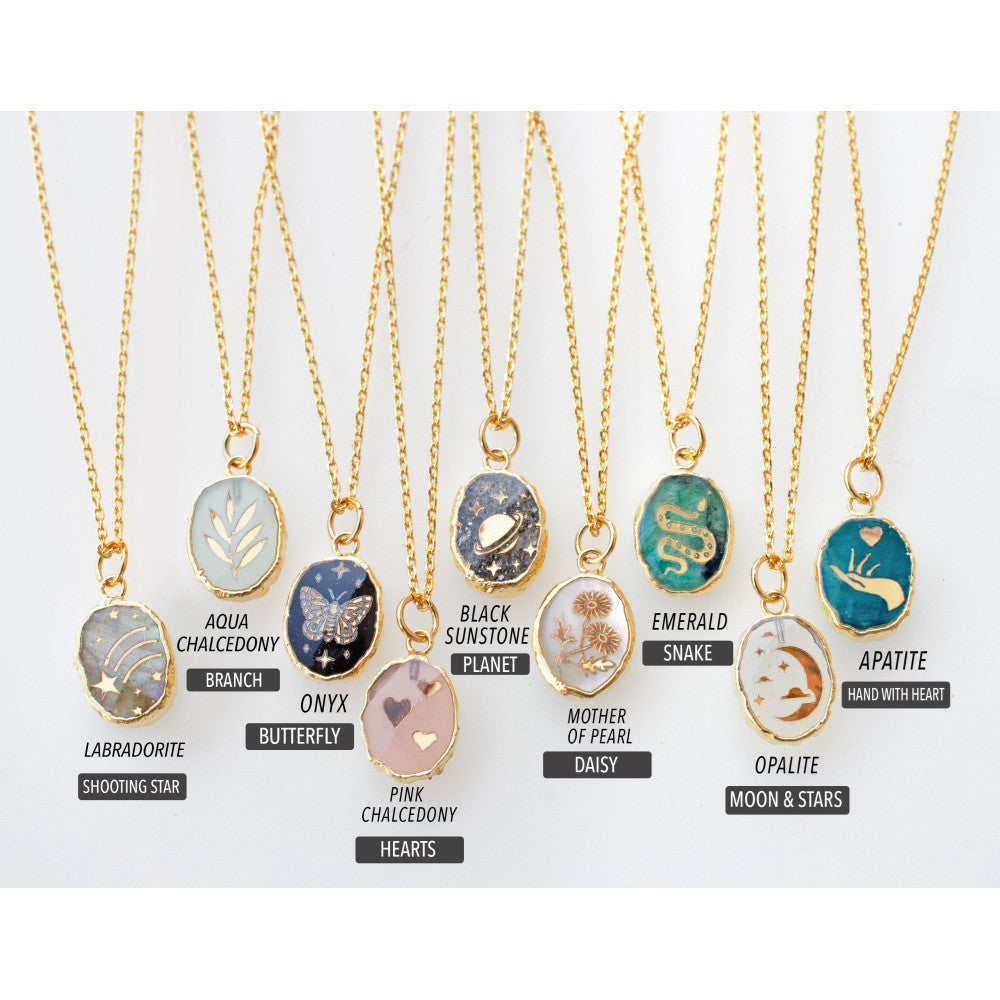 Gemstone Birthstone Necklace Celestial Necklace