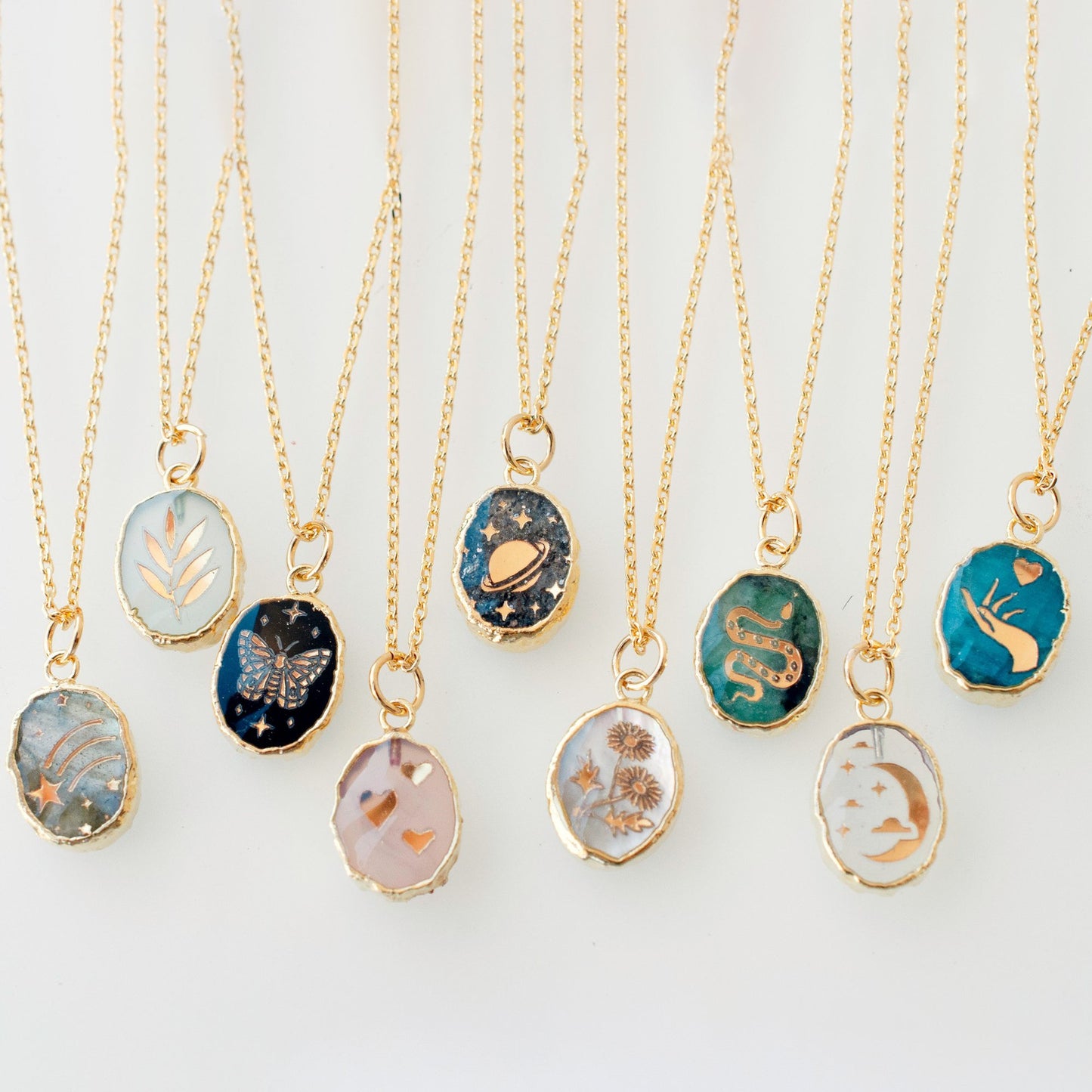 Gemstone Birthstone Necklace Celestial Necklace