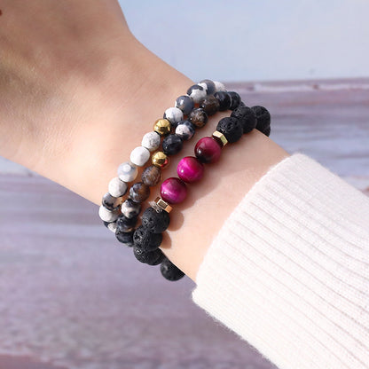 Volcanic Stone Bead Strand Bracelet