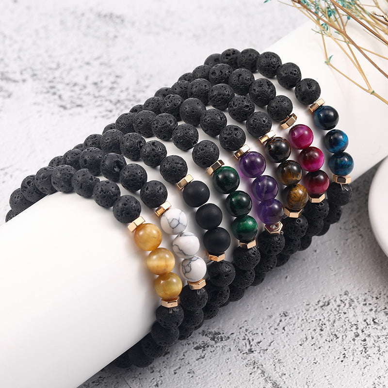 Volcanic Stone Bead Strand Bracelet