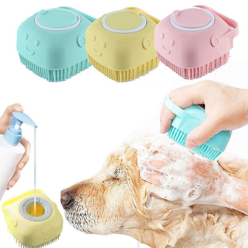 Puppy Big Dog Cat Bath Massage Brush Shampoo Holder