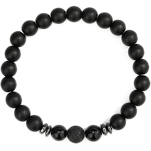 Lava Stone And Obsidian Diffuser Bracelet - Free Today