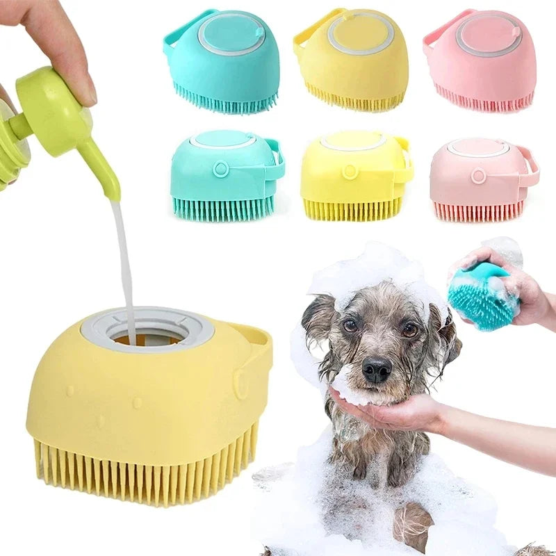 Puppy Big Dog Cat Bath Massage Brush Shampoo Holder