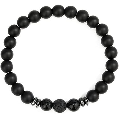 Lava Stone And Obsidian Essential Oil Diffuser Bracelet