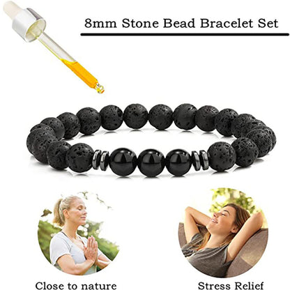 Lava Stone And Obsidian Essential Oil Diffuser Bracelet