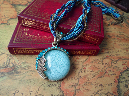 Vintage Turquoise Rhinestone Necklace